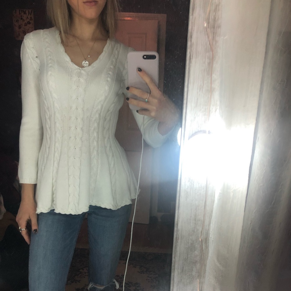 White peplum sweater